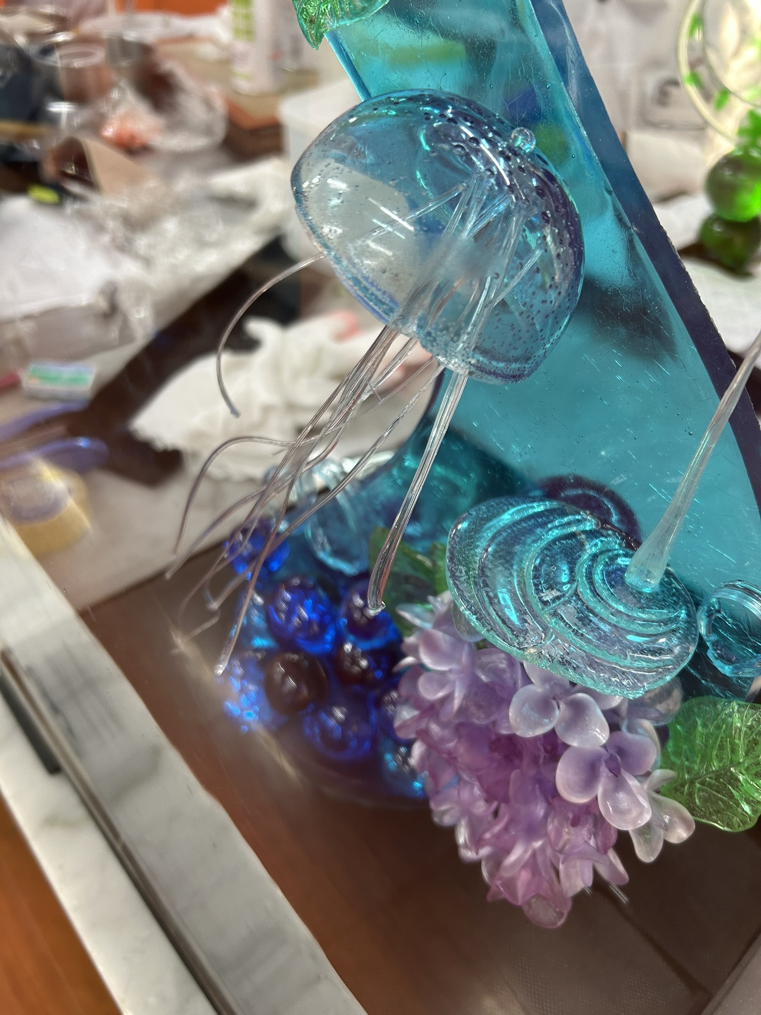 飴細工のクラゲと花